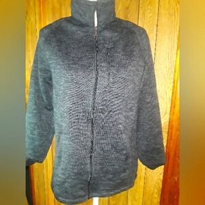 SwissTech Mens Gray Black Small Textured Jacket Zipper Jacket Hoodie Coat Jacket